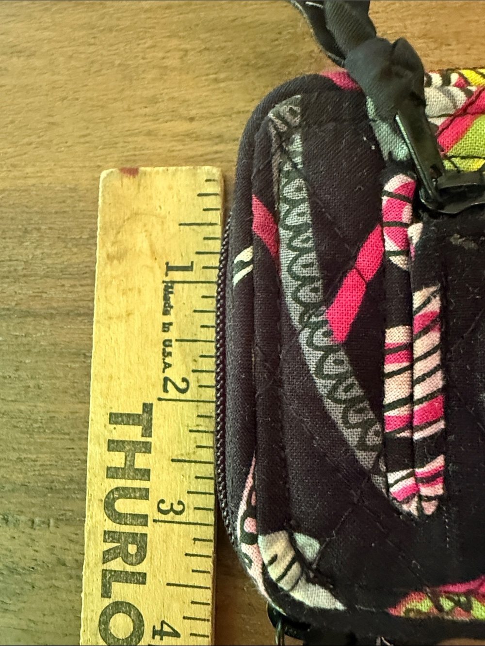 Vera Bradley Black Quilted Wristlet with Pink, Yellow & Green Floral Print - Picture 9 of 10